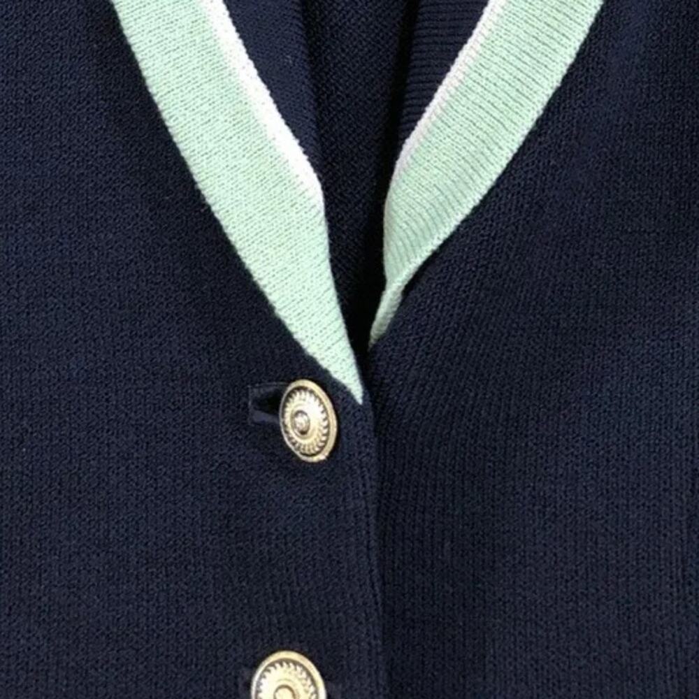St. John By Marie Gray Santana Knit Shawl Collar Jacket Blazer Navy Size 4 - Picture 6 of 8